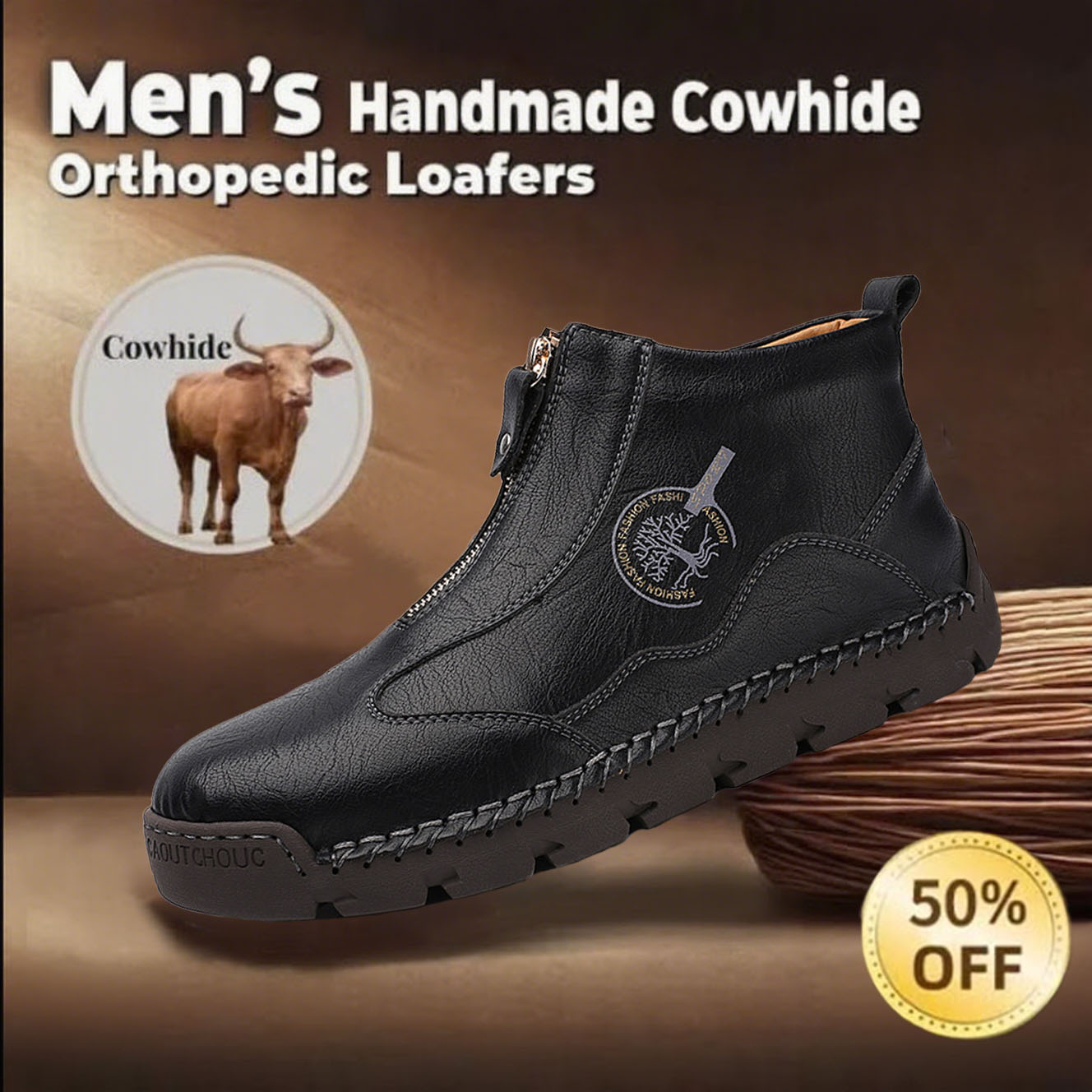 ⏰Final Day 70% OFF🔥Casual leather arch support non-slip wear-resistant high-top loafers