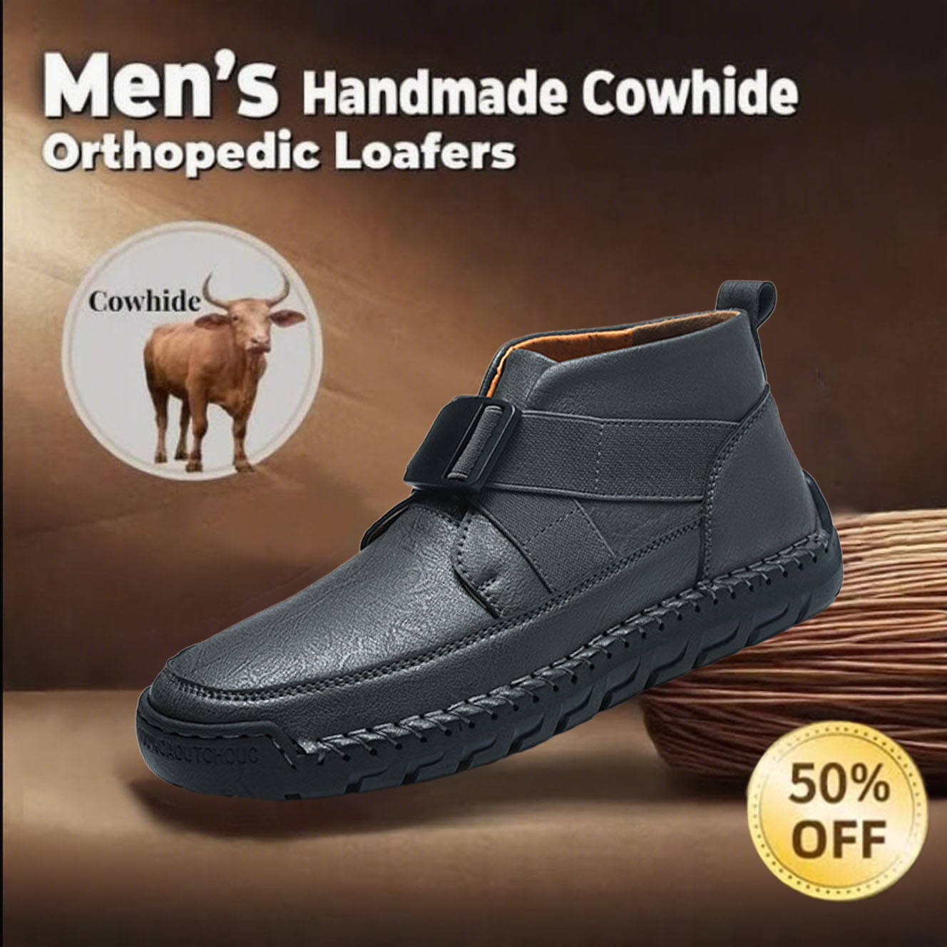 ⏰Final Day 70% OFF🔥Casual leather arch support non-slip wear-resistant high-top loafers