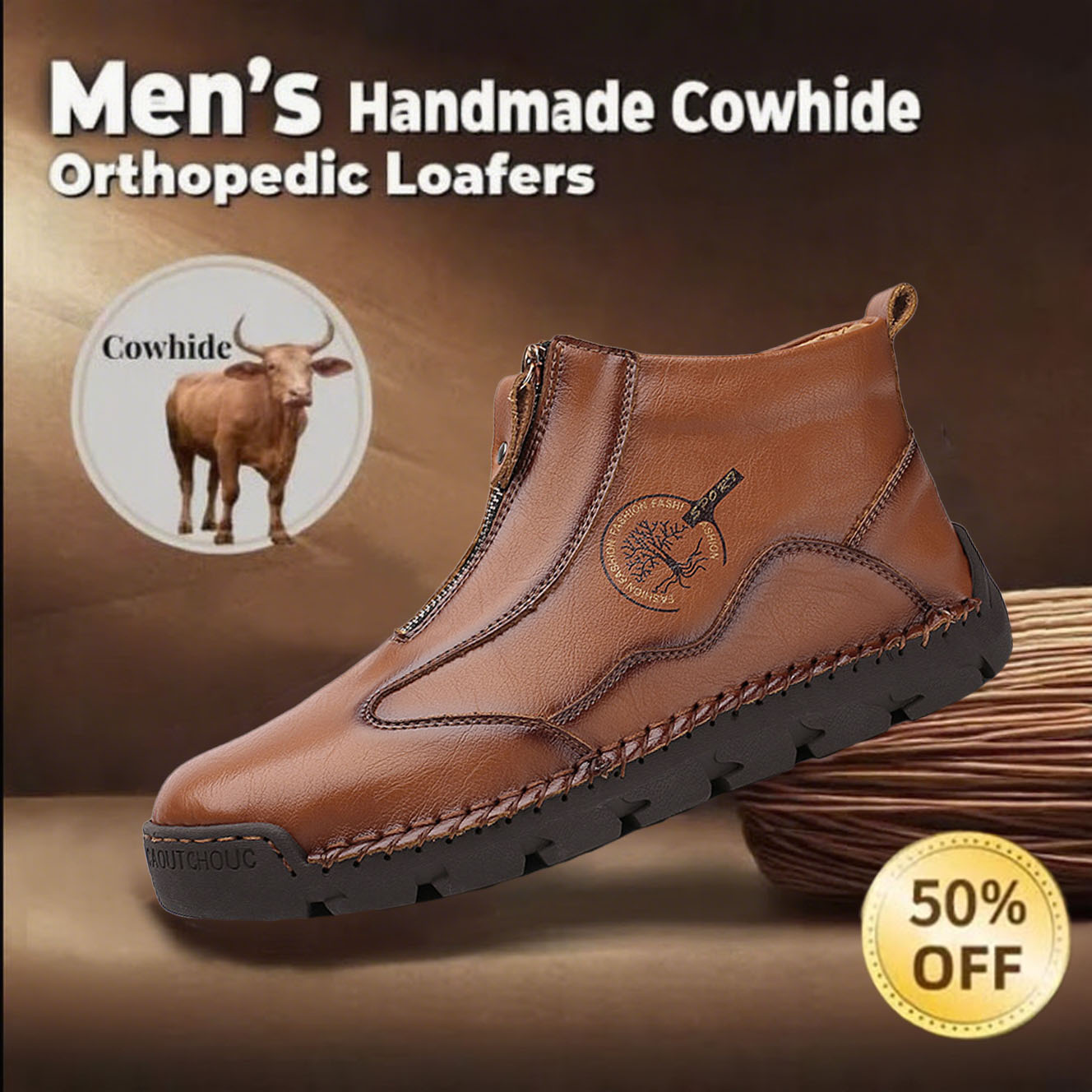 ⏰Final Day 70% OFF🔥Casual leather arch support non-slip wear-resistant high-top loafers