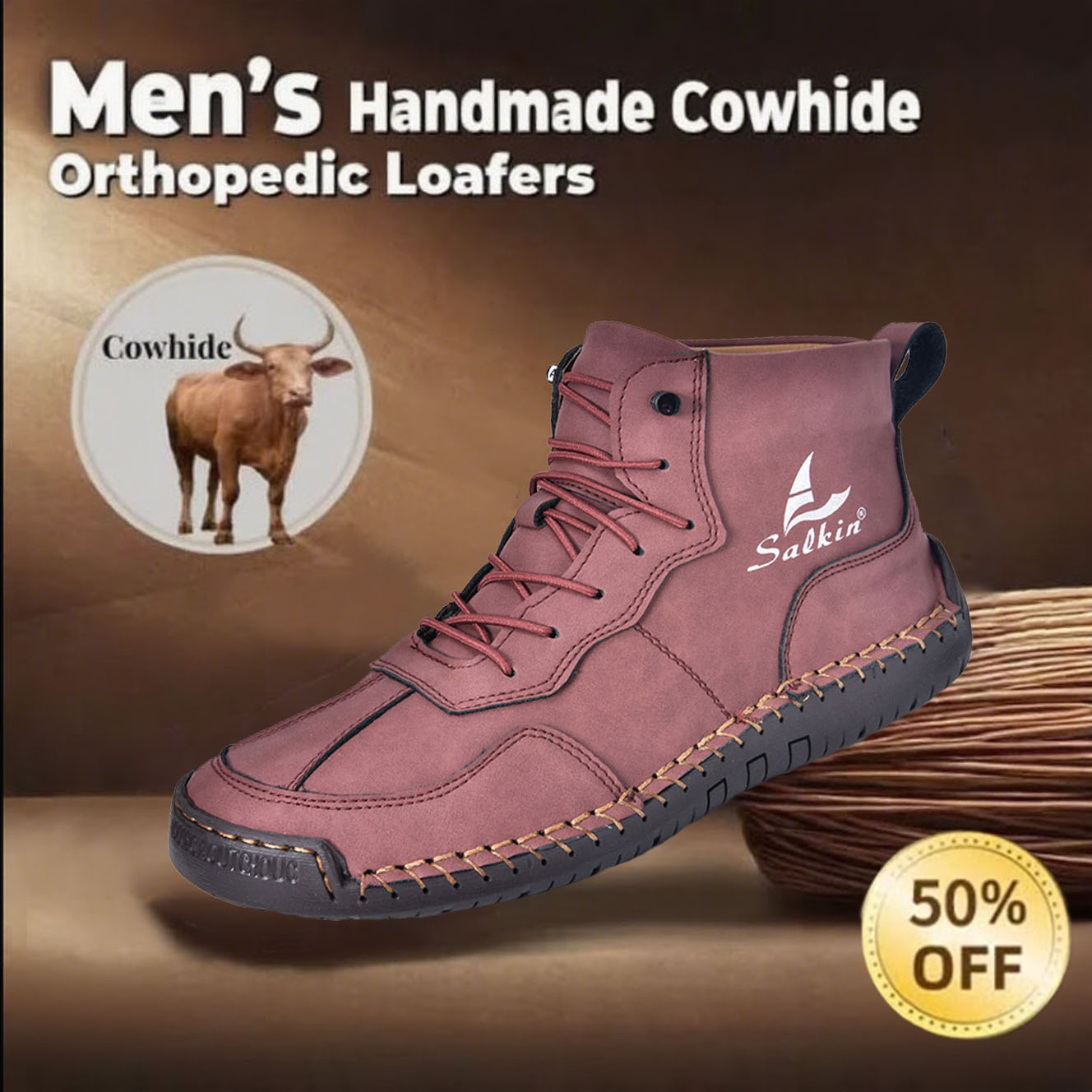 🔥This Week 70% OFF🔥Casual leather arch support non-slip wear-resistant high-top loafers