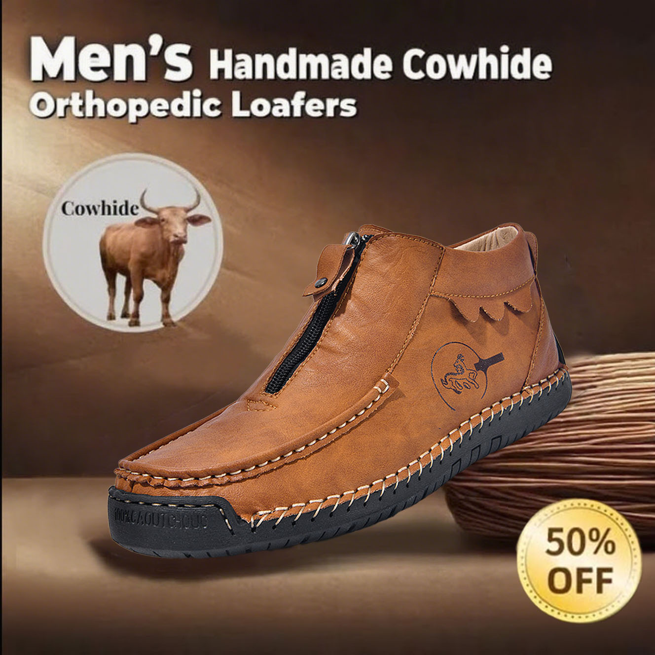 ⏰This Week 70% OFF🔥Casual leather arch support non-slip wear-resistant high-top loafers