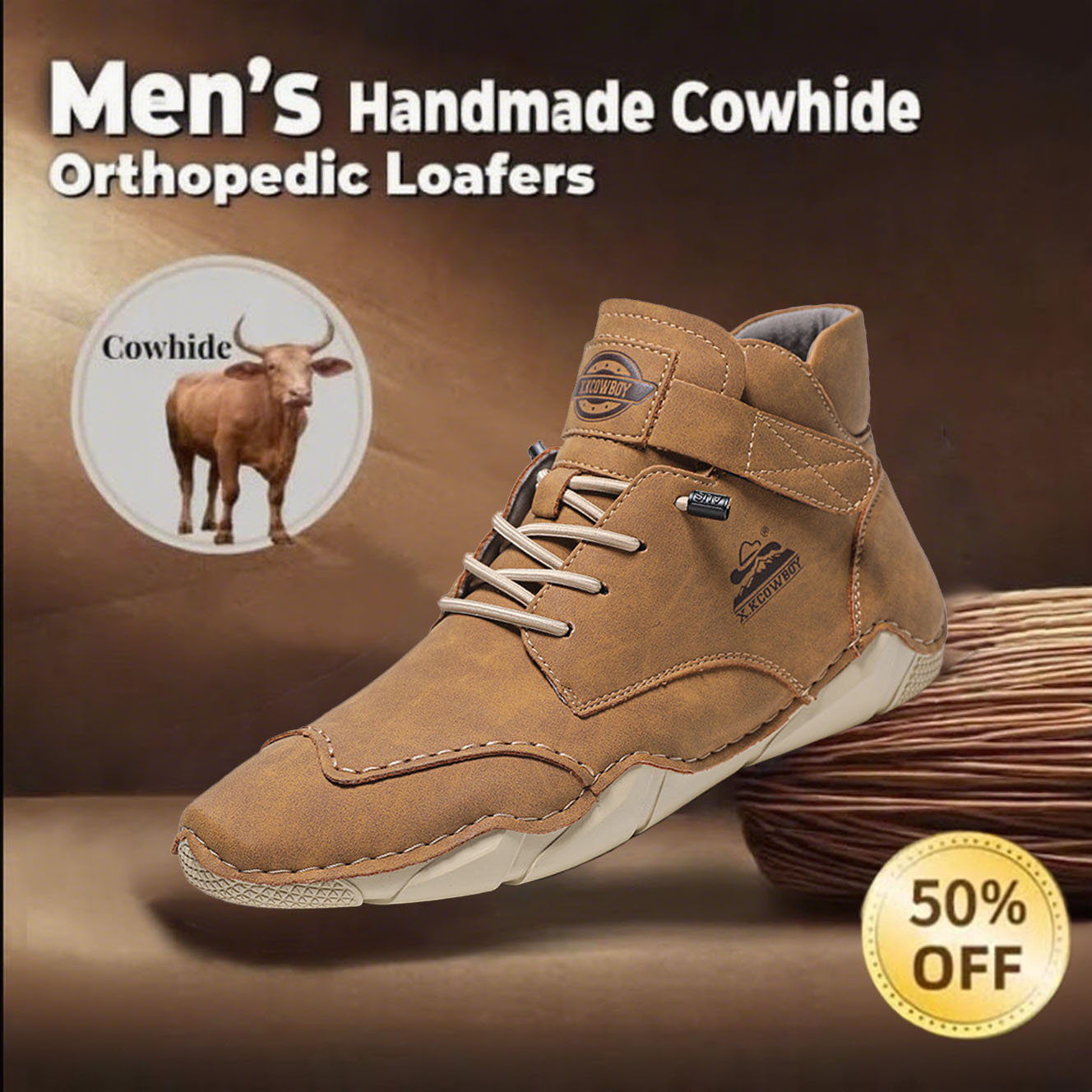 🔥Today 60% OFF Casual leather arch support non-slip wear-resistant high-top loafers