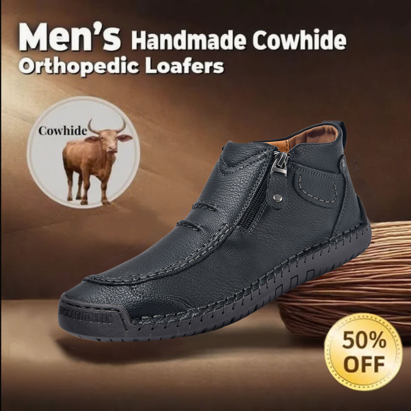 ⏰This Week 70% OFF🔥Casual leather arch support non-slip wear-resistant high-top loafers