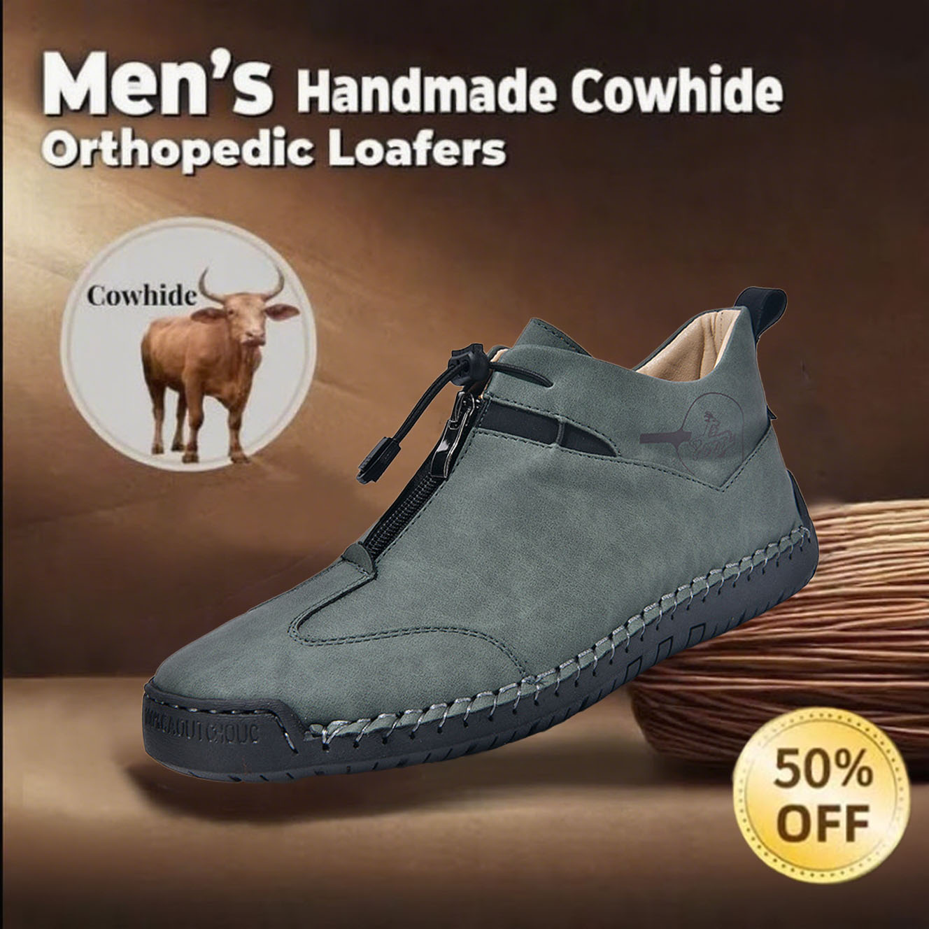 ⏰Limited Time Sale 50% OFF-Men's new handmade genuine leather orthopedic shoes with arch support