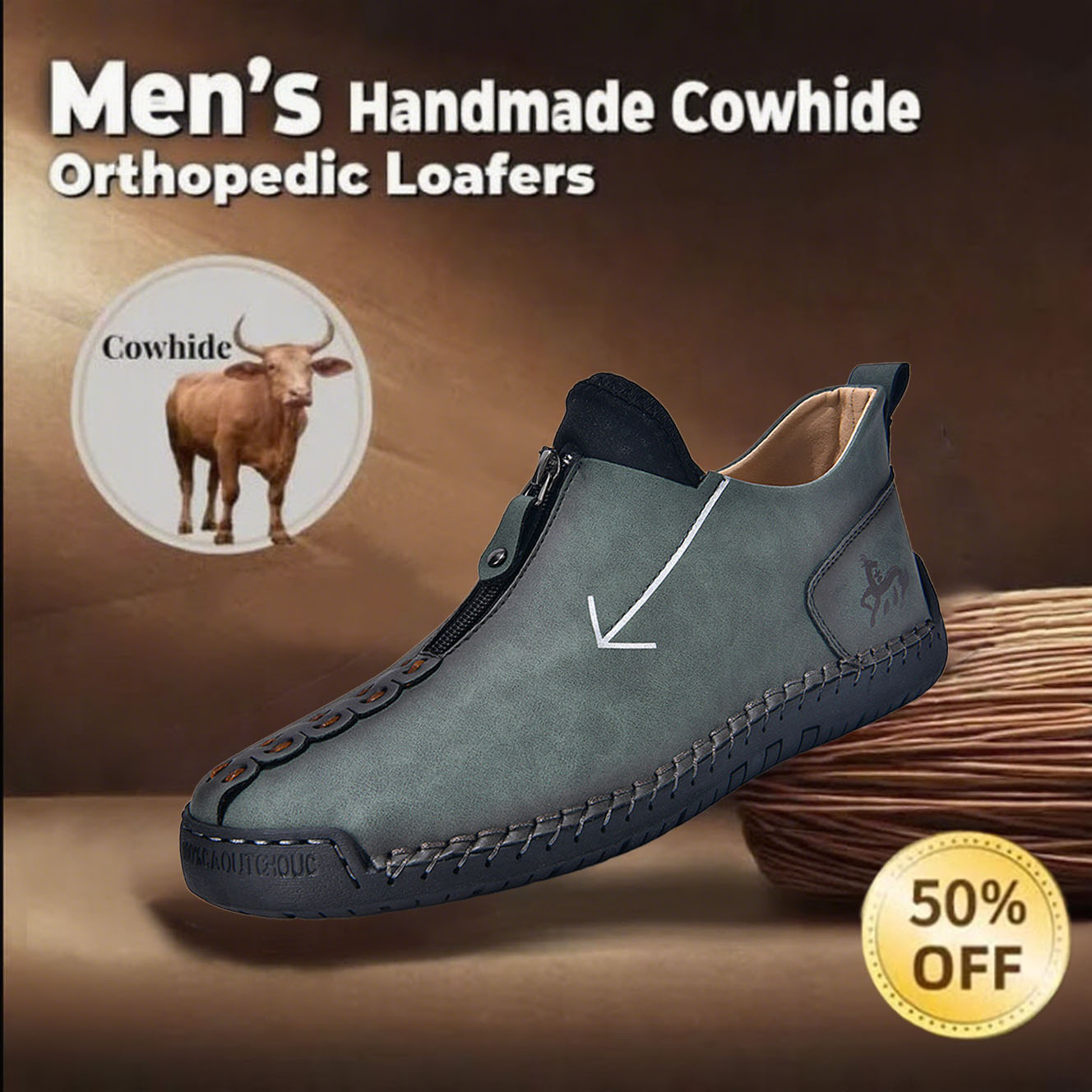 ⏰Limited Time Sale 60% OFF-Men's new handmade genuine leather orthopedic shoes with arch support
