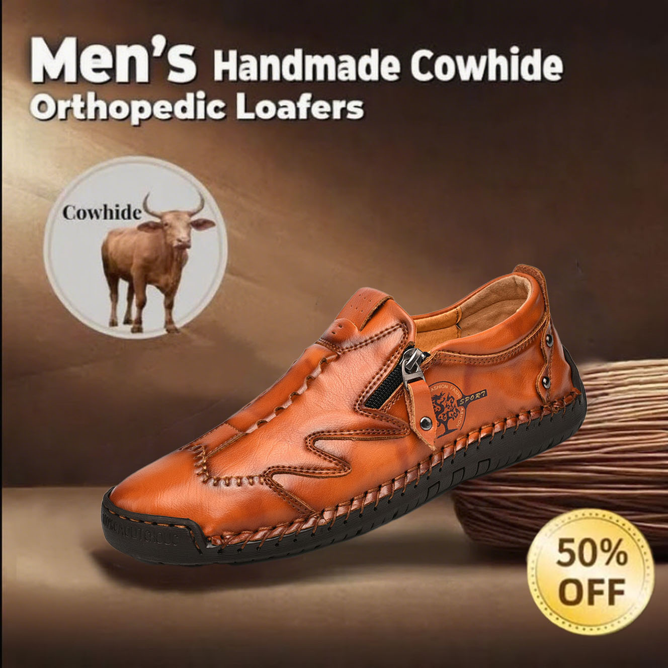 ⏰Limited Time Deal – 50% Off! Men's Vintage Hand - Stitched Comfortable Soft Leather Shoes