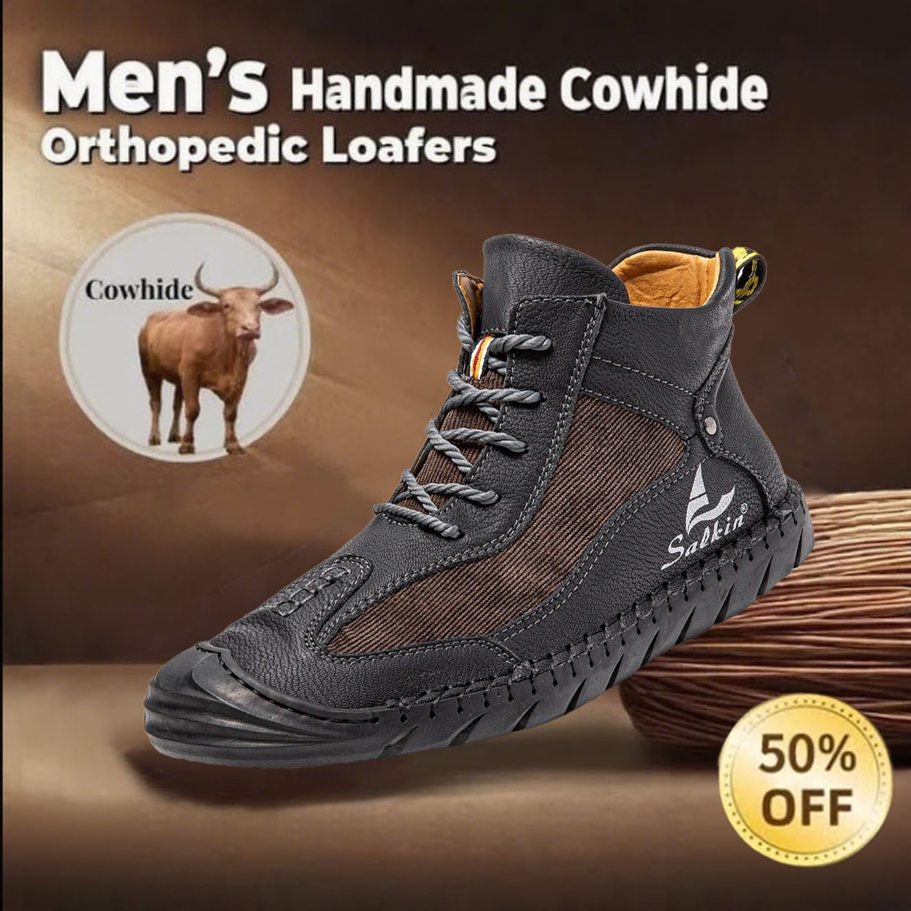 ⏰ 50% off - 2025 Newest Men's Orthopedic Leather Hiking Shoes