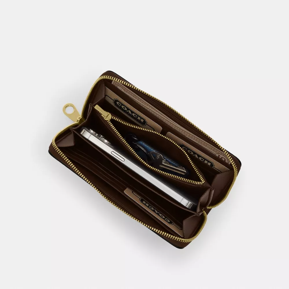 Long Zip Around Wallet With Rosette Print