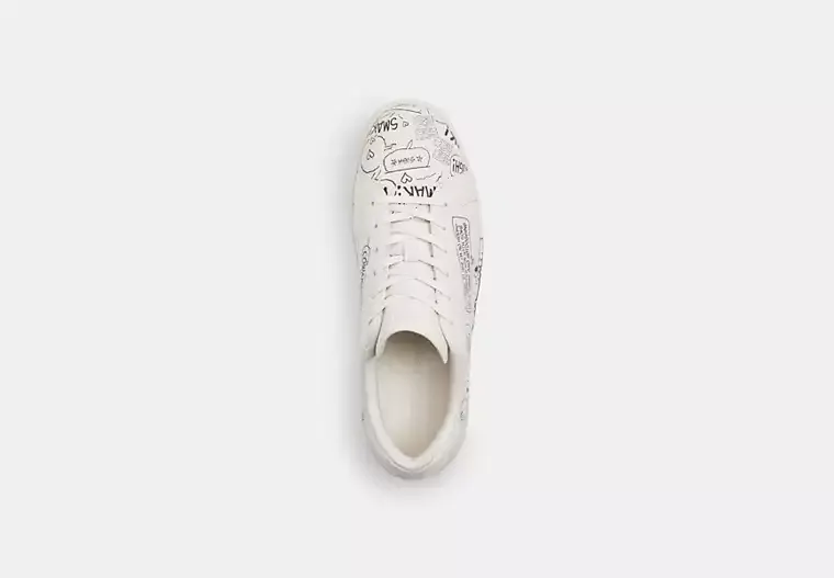 Coach X Peanuts High Line Sneaker With Newspaper Print