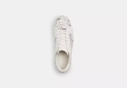 Coach X Peanuts High Line Sneaker With Newspaper Print