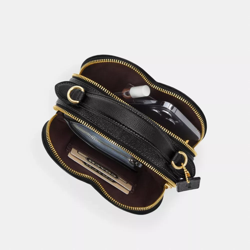 Heart Crossbody Bag With Bow Print