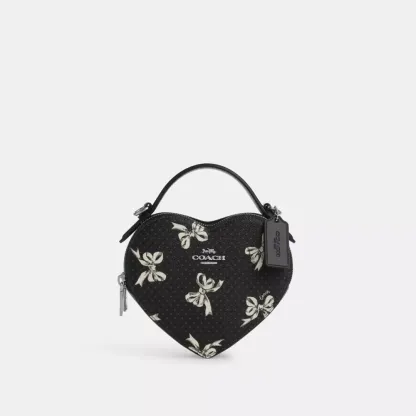 Heart Crossbody Bag With Bow Print