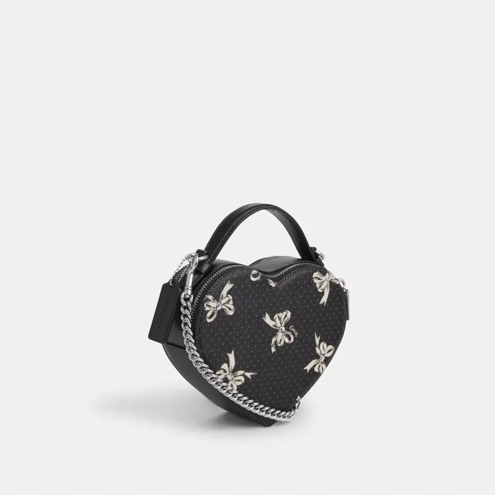 Heart Crossbody Bag With Bow Print