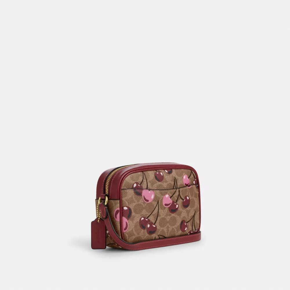 Mini Jamie Camera Bag In Signature Canvas With Cherry Print