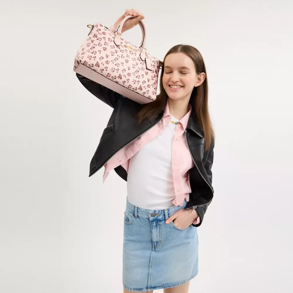 Georgia Satchel Bag With Rose Print