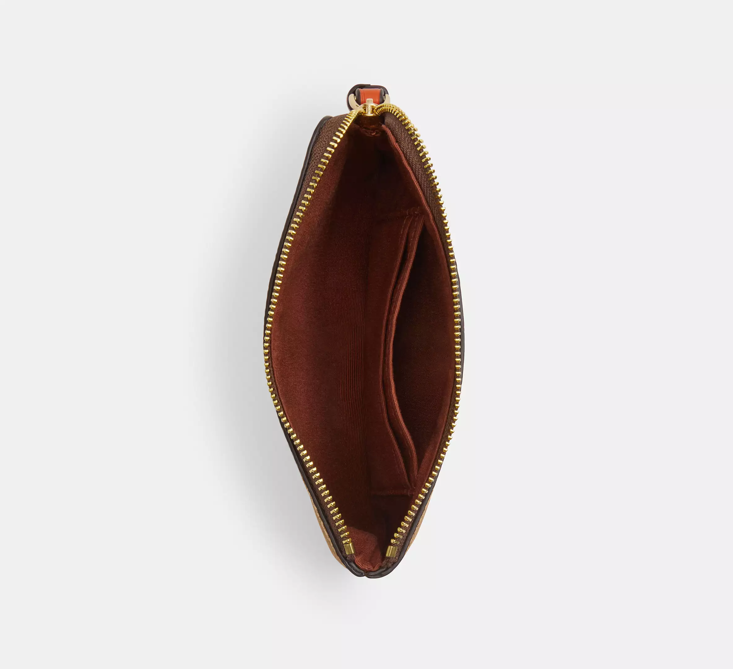 Corner Zip Wristlet In Signature Canvas With Orange Print