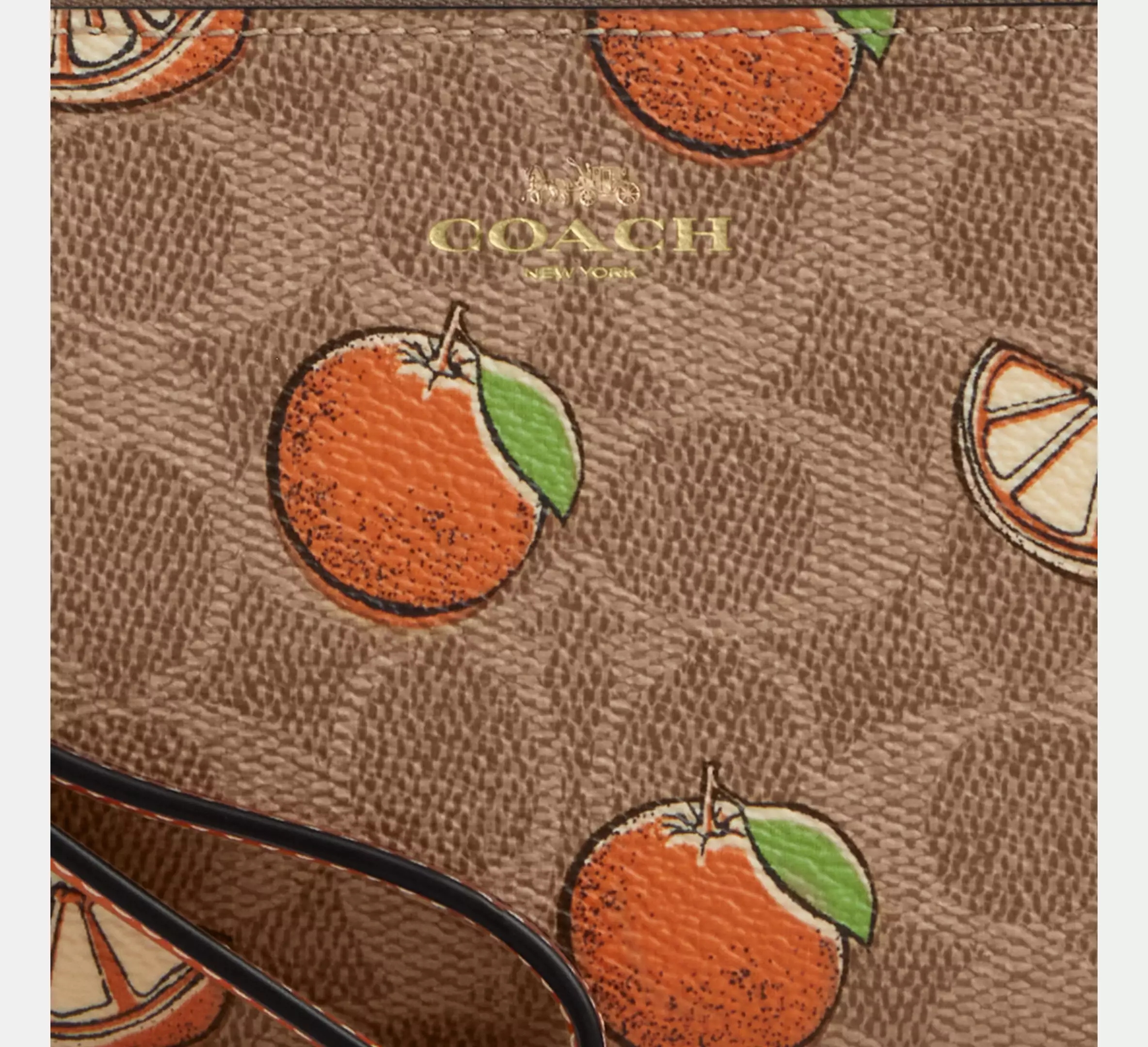 Corner Zip Wristlet In Signature Canvas With Orange Print