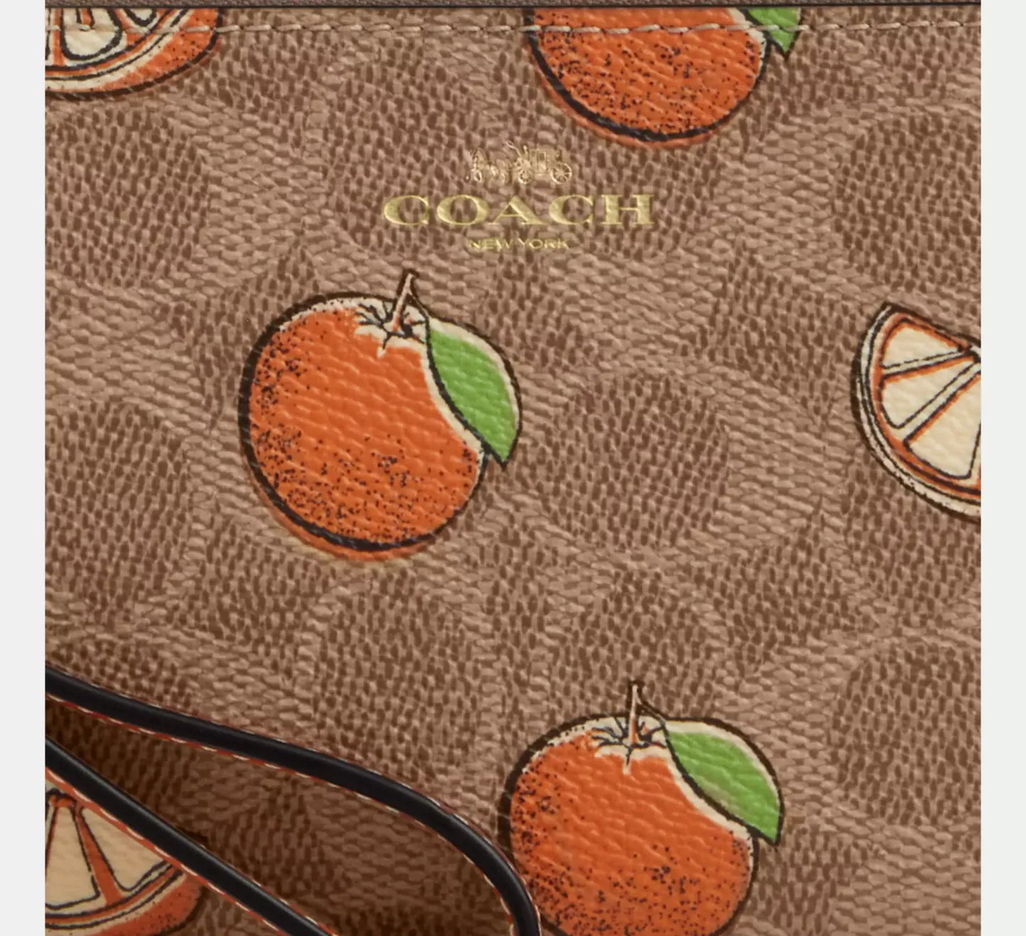 Corner Zip Wristlet In Signature Canvas With Orange Print
