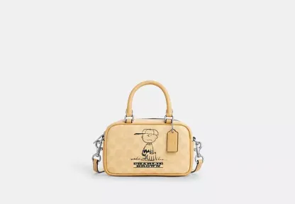Coach X Peanuts Satchel Crossbody Bag In Signature Canvas With Charlie Brown