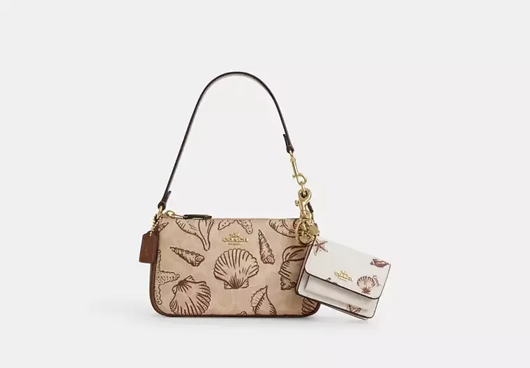 Mini Klare Bag Charm With Shell Print