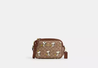 Coach X Peanuts Jamie Camera Bag In Signature Canvas With Snoopy Print
