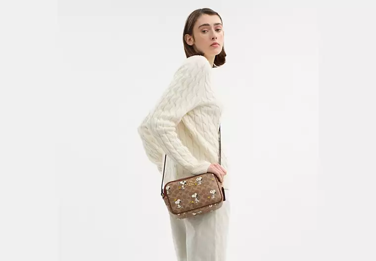 Coach X Peanuts Jamie Camera Bag In Signature Canvas With Snoopy Print