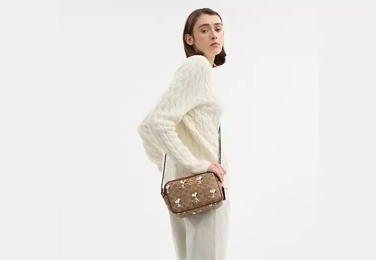 Coach X Peanuts Jamie Camera Bag In Signature Canvas With Snoopy Print