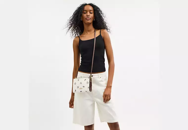 Slim Crossbody Bag With Shell Print