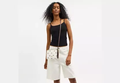 Slim Crossbody Bag With Shell Print