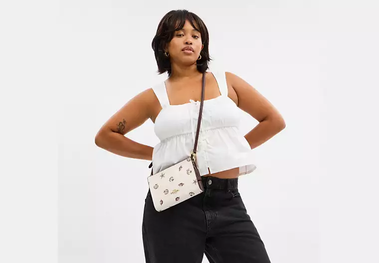 Slim Crossbody Bag With Shell Print