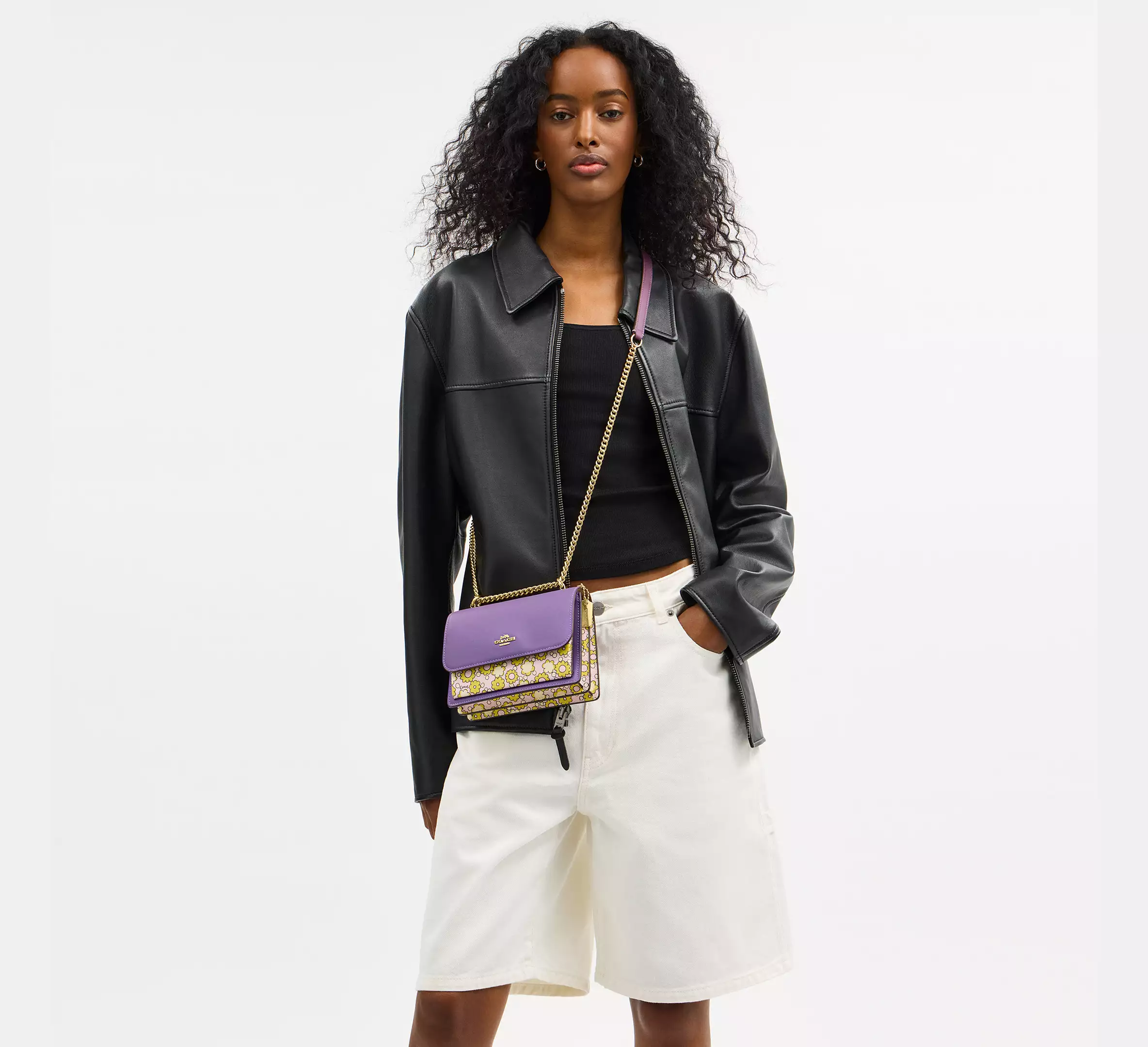 Mini Klare Crossbody Bag In Colorblock With Floral Print