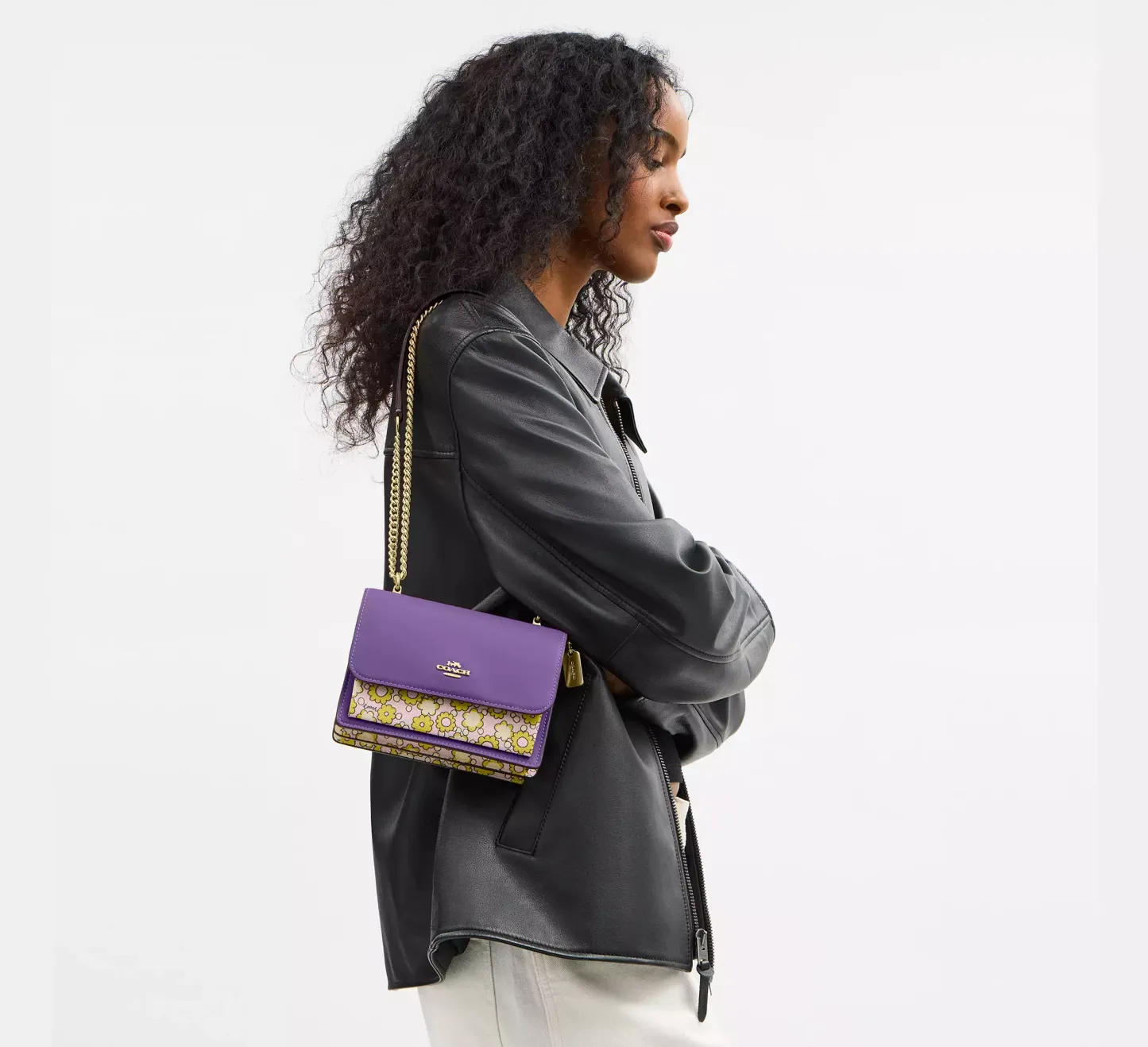 Mini Klare Crossbody Bag In Colorblock With Floral Print