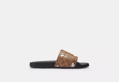 Coach X Peanuts Udele Sport Slide In Signature Canvas With Snoopy Print