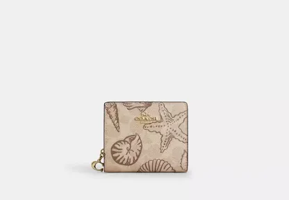 Snap Wallet In Signature Canvas With Shell Print