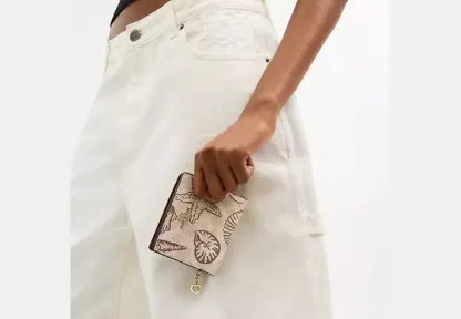 Snap Wallet In Signature Canvas With Shell Print