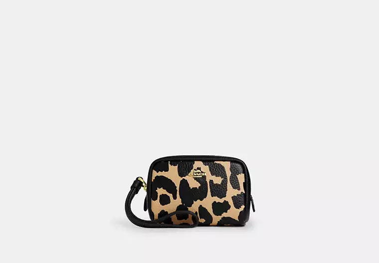 Pouch Wristlet With Leopard Print