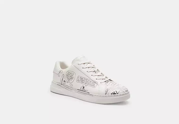 Coach X Peanuts High Line Sneaker With Newspaper Print