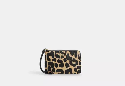 Corner Zip Wristlet With Leopard Print