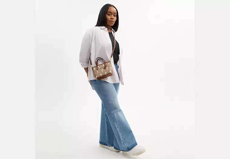 Coach X Peanuts City Mini Tote Bag In Signature Canvas With Snoopy Print