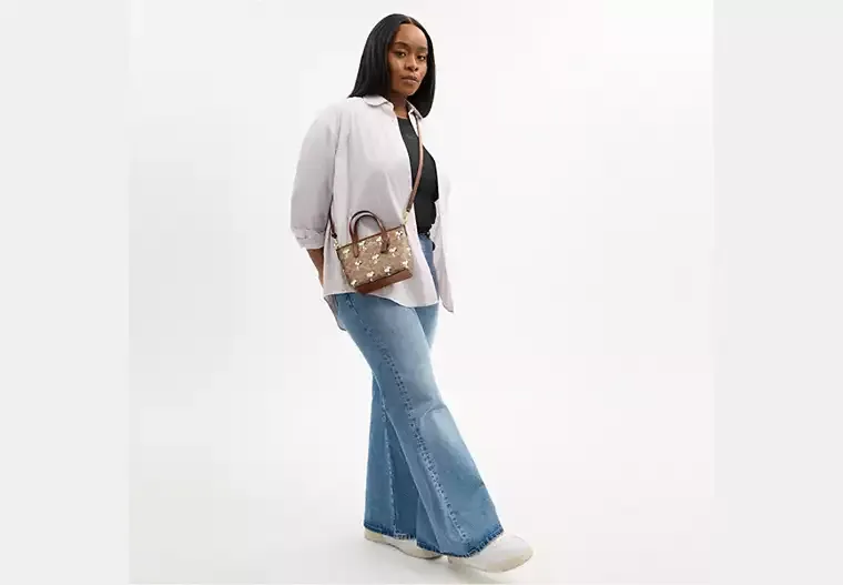 Coach X Peanuts City Mini Tote Bag In Signature Canvas With Snoopy Print
