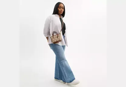 Coach X Peanuts City Mini Tote Bag In Signature Canvas With Snoopy Print