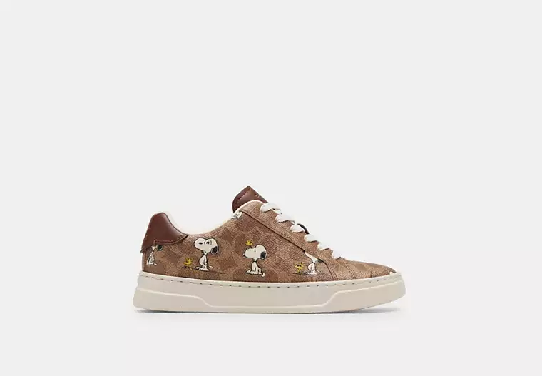 Coach X Peanuts High Line Sneaker In Signature Canvas With Snoopy Print