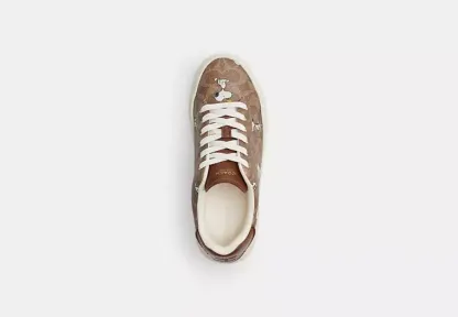Coach X Peanuts High Line Sneaker In Signature Canvas With Snoopy Print