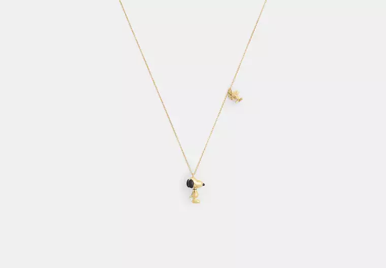 Coach X Peanuts Snoopy And Woodstock Pendant Necklace