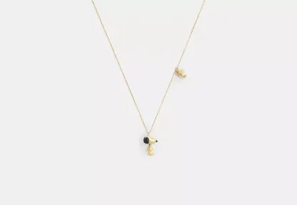 Coach X Peanuts Snoopy And Woodstock Pendant Necklace