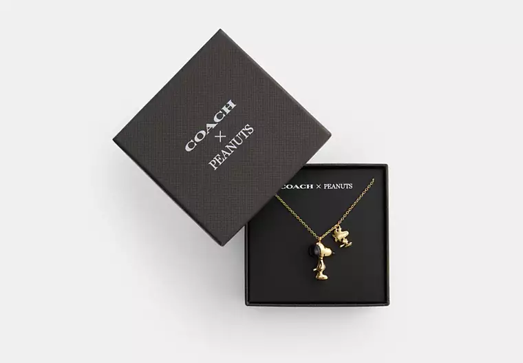 Coach X Peanuts Snoopy And Woodstock Pendant Necklace