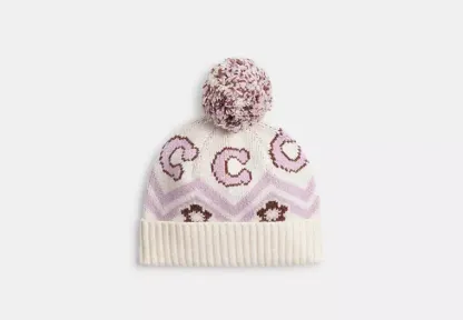 Fair Isle Print Knit Beanie