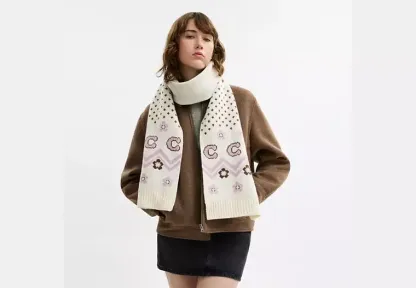 Fair Isle Print Knit Muffler