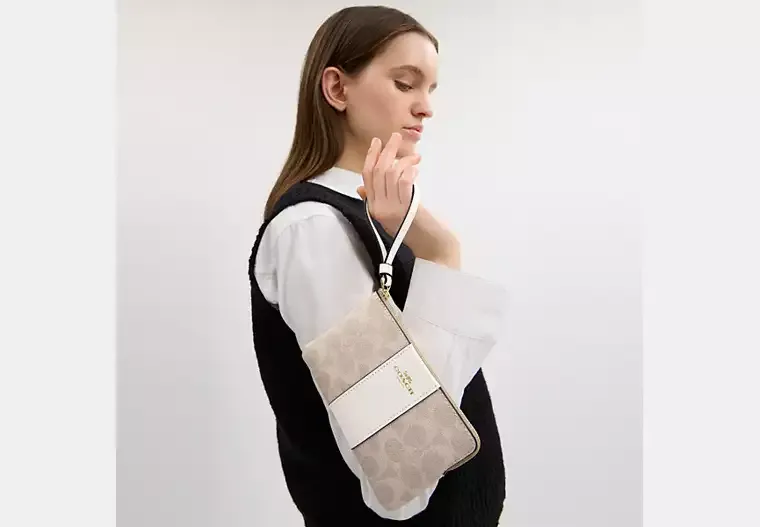 Corner Zip Wristlet In Signature Canvas With Stripe