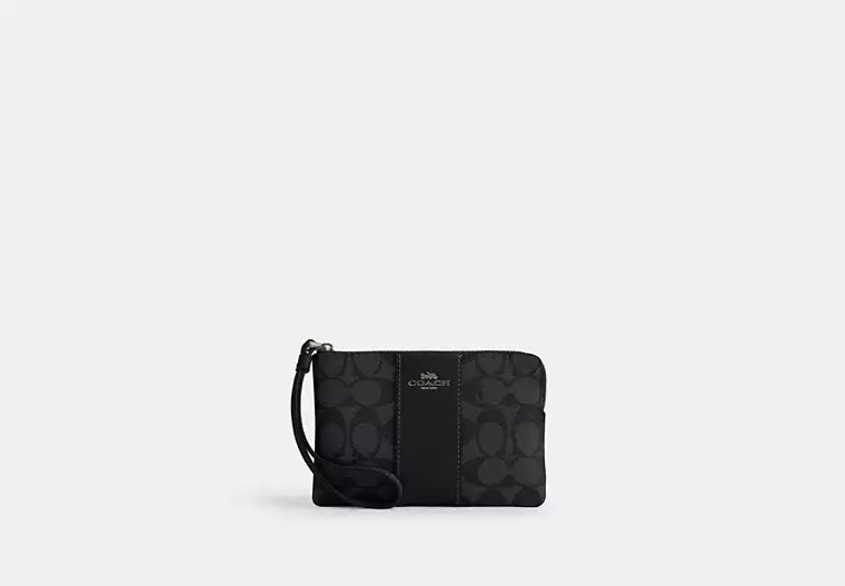 Corner Zip Wristlet In Signature Canvas With Stripe